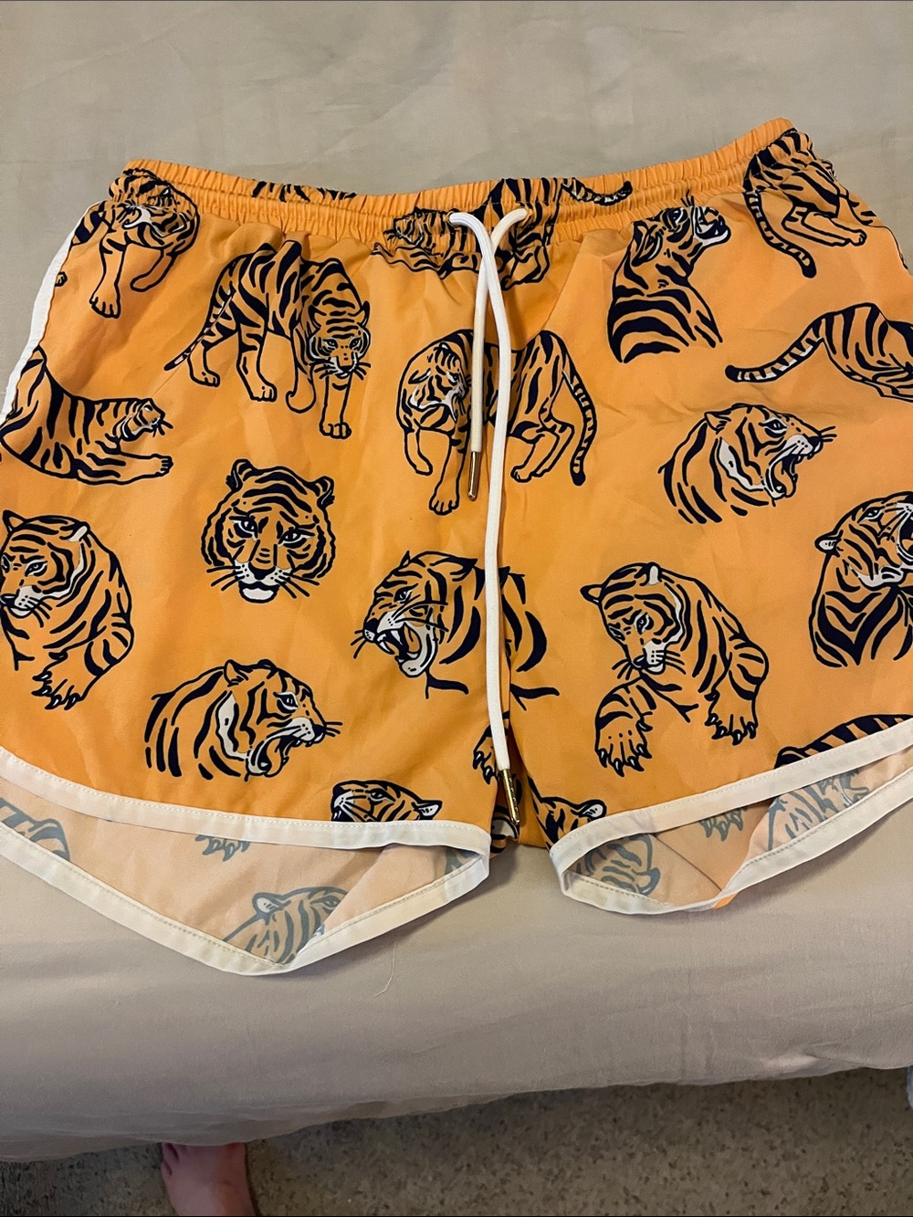 Women’s Orange Tiger Print Shorts